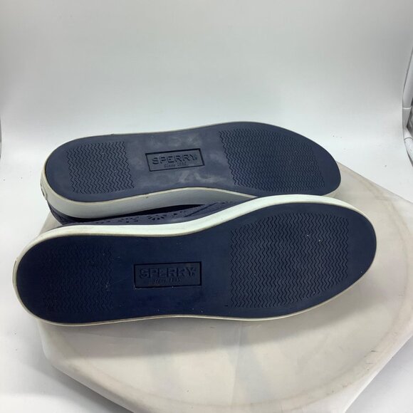 Sperry Perforated Floral Lace Fashion Sneakers Shoes Women 11 Navy Blue Slip On - Picture 7 of 7